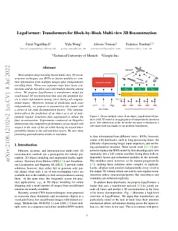 LegoFormer: Transformers for Block-by-Block Multi-view 3D Reconstruction