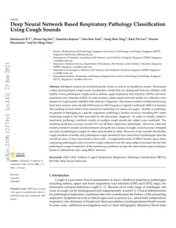 Deep Neural Network Based Respiratory Pathology Classification Using
  Cough Sounds