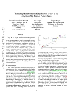 Estimating the Robustness of Classification Models by the Structure of
  the Learned Feature-Space