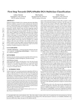 First Step Towards EXPLAINable DGA Multiclass Classification