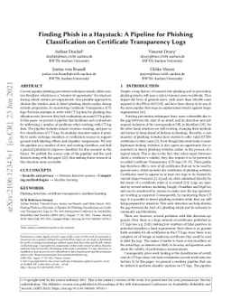 Finding Phish in a Haystack: A Pipeline for Phishing Classification on
  Certificate Transparency Logs