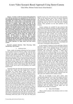 A new Video Synopsis Based Approach Using Stereo Camera