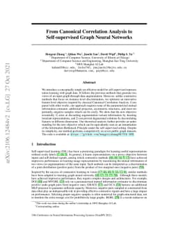 From Canonical Correlation Analysis to Self-supervised Graph Neural
  Networks