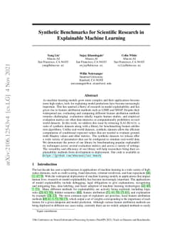 Synthetic Benchmarks for Scientific Research in Explainable Machine
  Learning