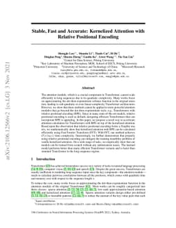 Stable, Fast and Accurate: Kernelized Attention with Relative Positional
  Encoding
