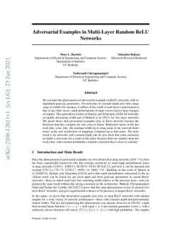 Adversarial Examples in Multi-Layer Random ReLU Networks