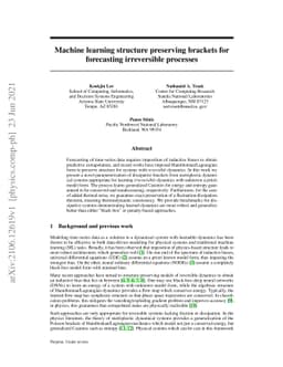 Machine learning structure preserving brackets for forecasting
  irreversible processes