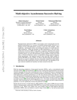 Multi-objective Asynchronous Successive Halving
