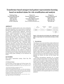 Transformer-based unsupervised patient representation learning based on
  medical claims for risk stratification and analysis