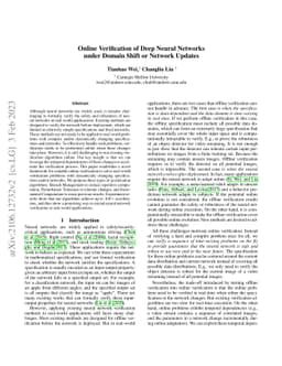 Online Verification of Deep Neural Networks under Domain Shift or
  Network Updates