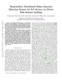DeepAuditor: Distributed Online Intrusion Detection System for IoT
  devices via Power Side-channel Auditing