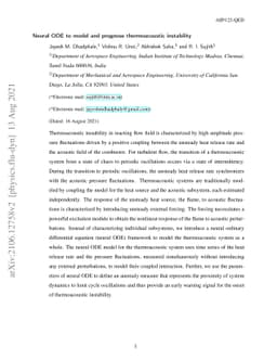 Neural ODE to model and prognose thermoacoustic instability