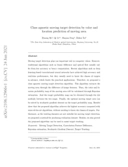 Class agnostic moving target detection by color and location prediction
  of moving area