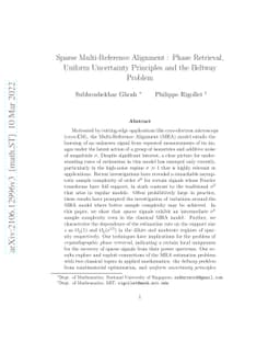 Sparse Multi-Reference Alignment : Phase Retrieval, Uniform Uncertainty
  Principles and the Beltway Problem