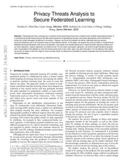 Privacy Threats Analysis to Secure Federated Learning