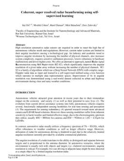 Coherent, super resolved radar beamforming using self-supervised
  learning