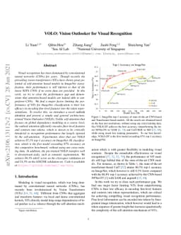 VOLO: Vision Outlooker for Visual Recognition