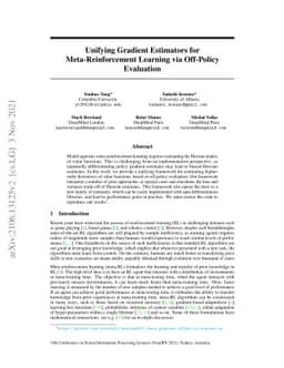 Unifying Gradient Estimators for Meta-Reinforcement Learning via
  Off-Policy Evaluation