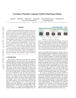 Learning by Planning: Language-Guided Global Image Editing