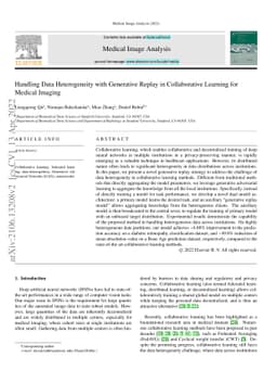 Handling Data Heterogeneity with Generative Replay in Collaborative
  Learning for Medical Imaging