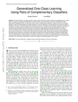 Generalized One-Class Learning Using Pairs of Complementary Classifiers