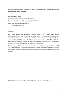 A variational autoencoder approach for choice set generation and
  implicit perception of alternatives in choice modeling
