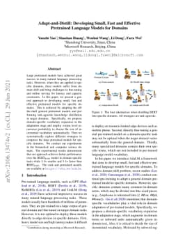 Adapt-and-Distill: Developing Small, Fast and Effective Pretrained
  Language Models for Domains