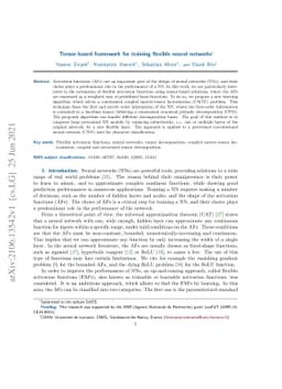 Tensor-based framework for training flexible neural networks