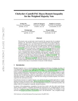 Chebyshev-Cantelli PAC-Bayes-Bennett Inequality for the Weighted
  Majority Vote