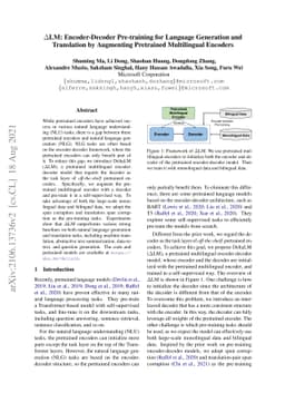 DeltaLM: Encoder-Decoder Pre-training for Language Generation and
  Translation by Augmenting Pretrained Multilingual Encoders
