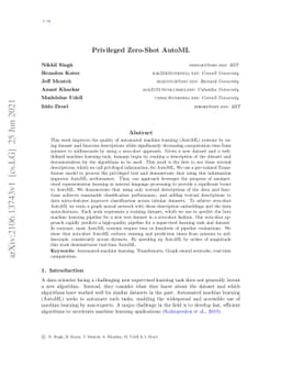 Privileged Zero-Shot AutoML