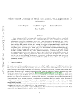 Reinforcement Learning for Mean Field Games, with Applications to
  Economics
