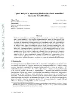 Tighter Analysis of Alternating Stochastic Gradient Method for
  Stochastic Nested Problems