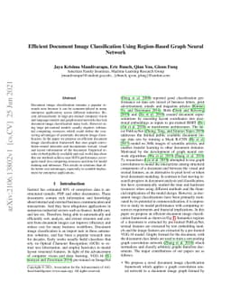 Efficient Document Image Classification Using Region-Based Graph Neural
  Network