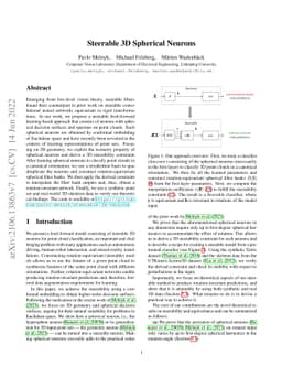 Steerable 3D Spherical Neurons
