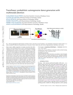 Transflower: probabilistic autoregressive dance generation with
  multimodal attention