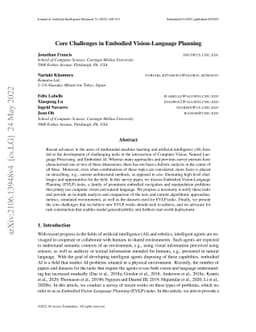 Core Challenges in Embodied Vision-Language Planning