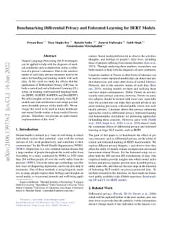 Benchmarking Differential Privacy and Federated Learning for BERT Models