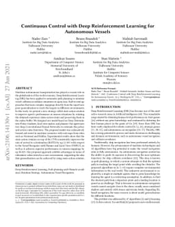 Continuous Control with Deep Reinforcement Learning for Autonomous
  Vessels