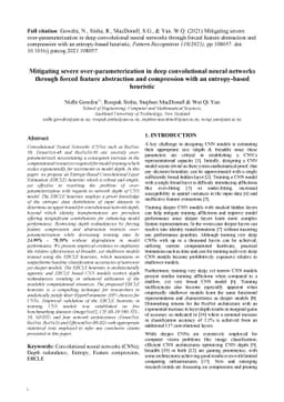 Mitigating severe over-parameterization in deep convolutional neural
  networks through forced feature abstraction and compression with an
  entropy-based heuristic