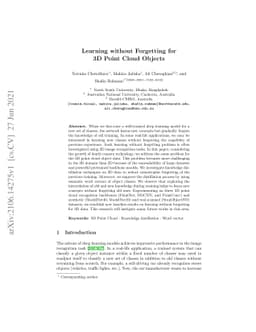 Learning without Forgetting for 3D Point Cloud Objects