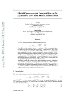 Global Convergence of Gradient Descent for Asymmetric Low-Rank Matrix
  Factorization