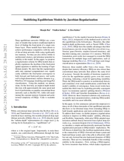 Stabilizing Equilibrium Models by Jacobian Regularization