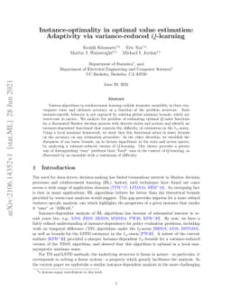 Instance-optimality in optimal value estimation: Adaptivity via
  variance-reduced Q-learning