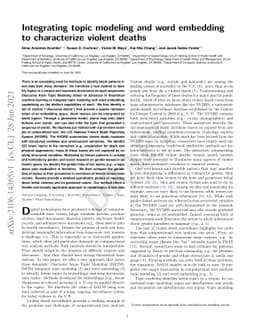 Integrating topic modeling and word embedding to characterize violent
  deaths