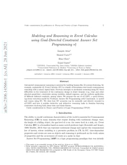 Modeling and Reasoning in Event Calculus using Goal-Directed Constraint
  Answer Set Programming