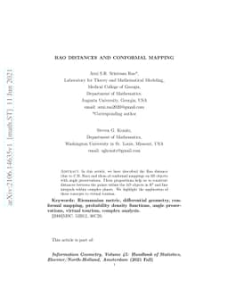 Rao distances and Conformal Mapping