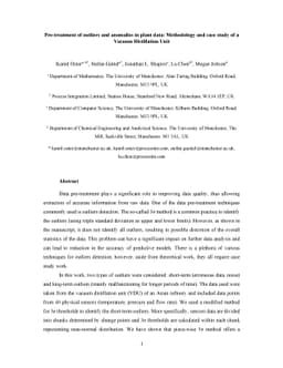 Pre-treatment of outliers and anomalies in plant data: Methodology and
  case study of a Vacuum Distillation Unit