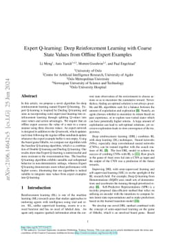 Expert Q-learning: Deep Reinforcement Learning with Coarse State Values
  from Offline Expert Examples