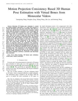 Motion Projection Consistency Based 3D Human Pose Estimation with
  Virtual Bones from Monocular Videos